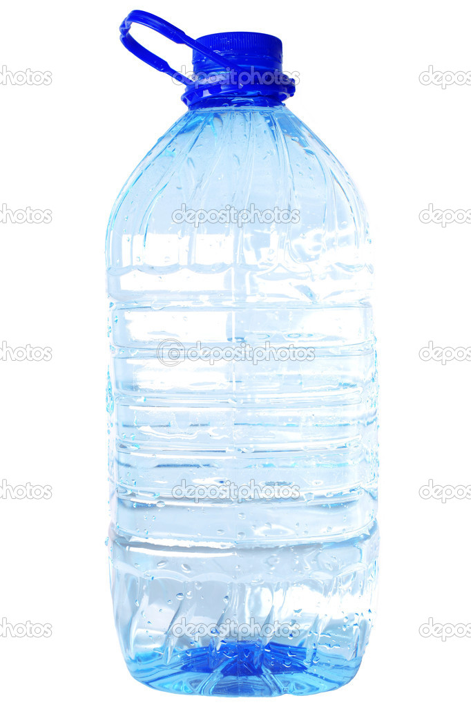 bottle of five liters clear water isolated on white