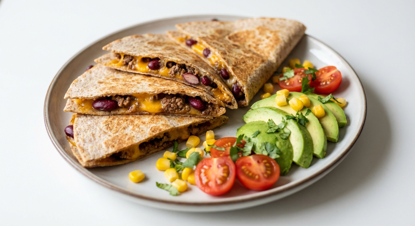 Wołowina, Fasola i Cheddar Quesadillas