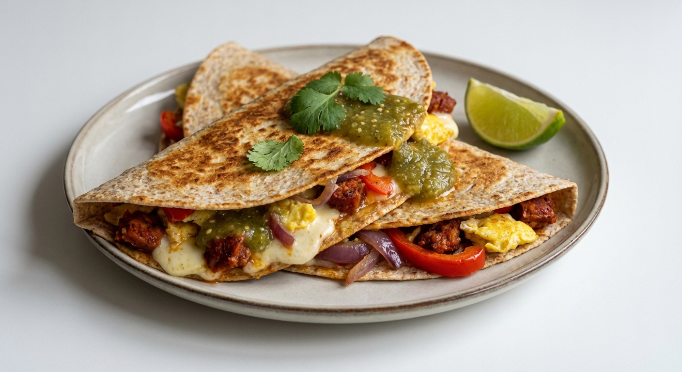 Quesadilla z Chorizo, Jajkiem i Salsą Verde