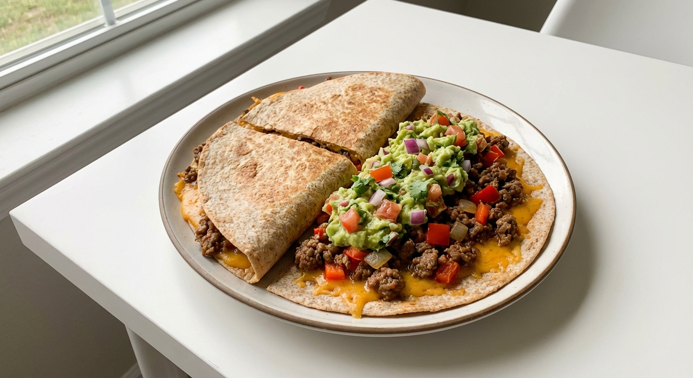 Wołowina, Cheddar i Guacamole Quesadilla