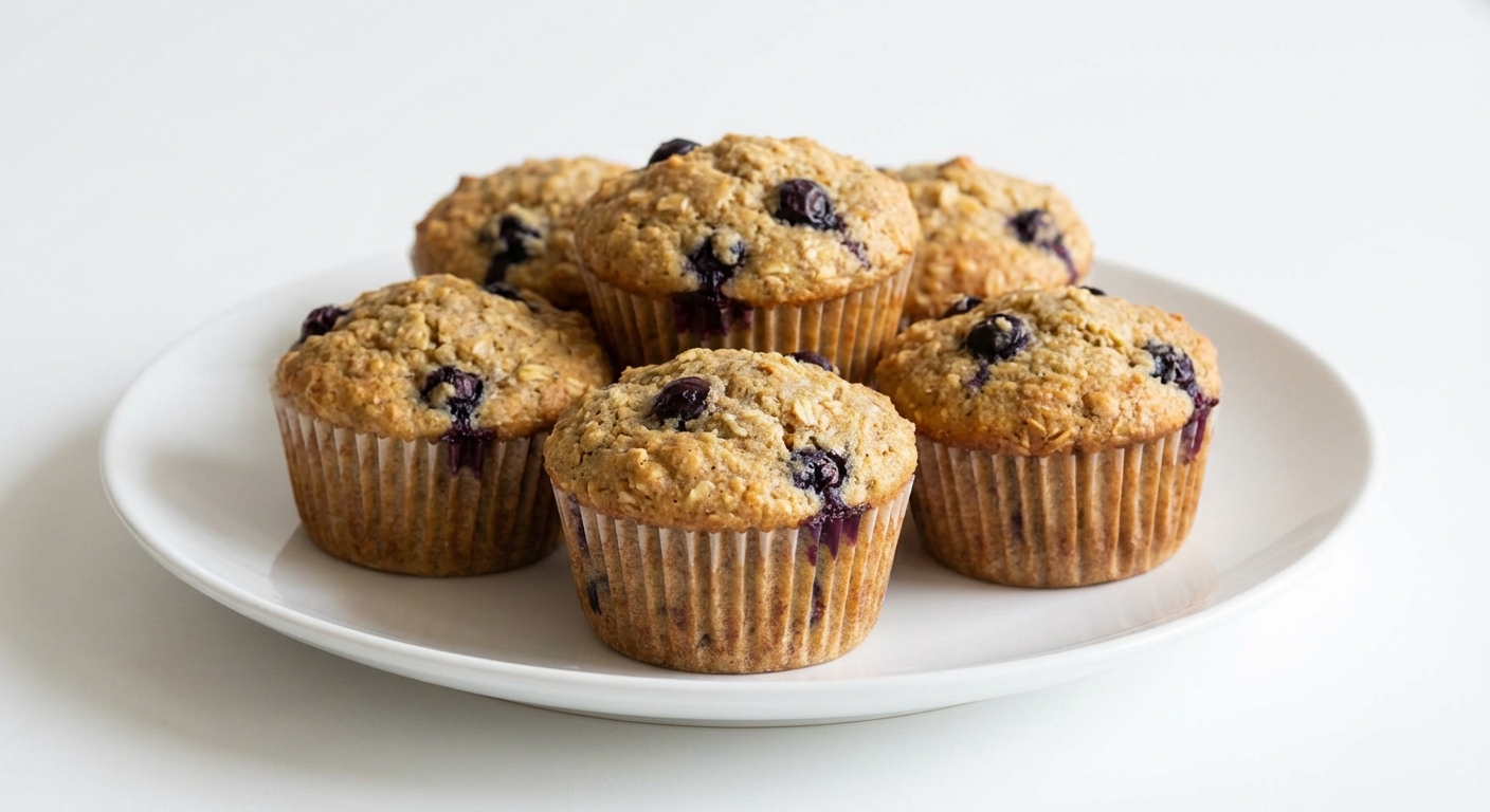 Migdałowo-Owsiane Muffiny z Borówkami i Serkiem