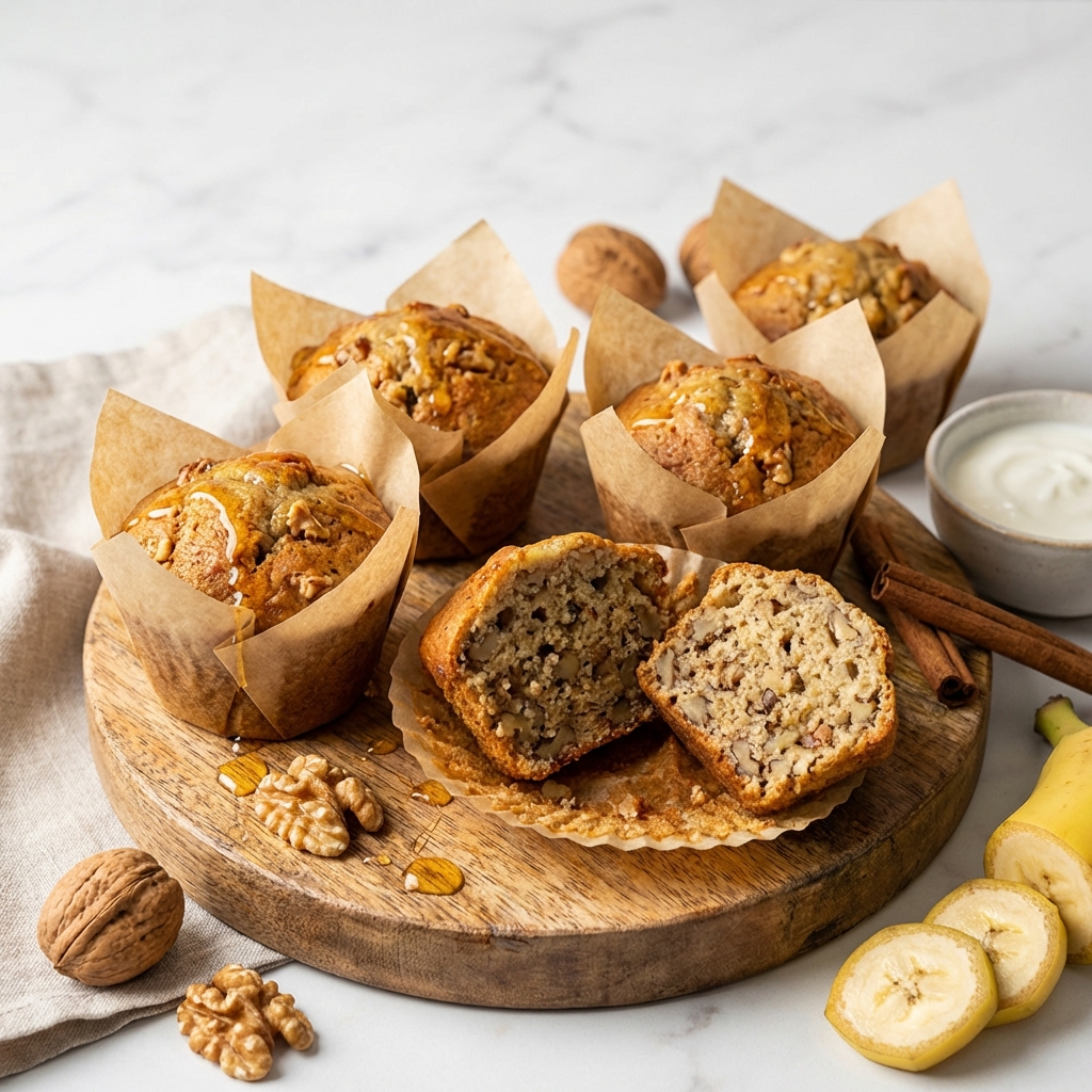Muffiny Bananowe z Miodem i Orzechami