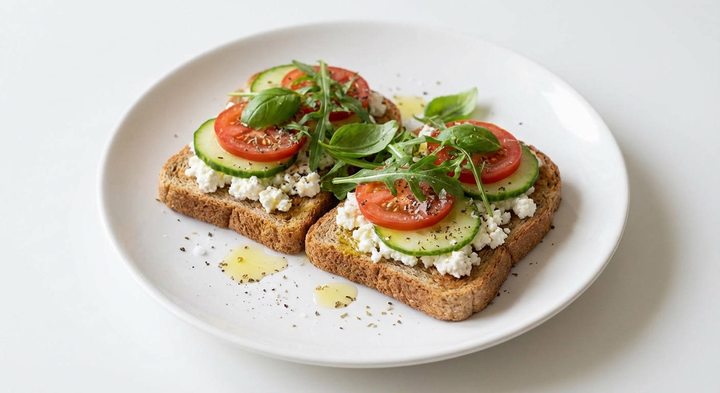 Tost z Twarogiem, Ogórkiem i Pomidorem