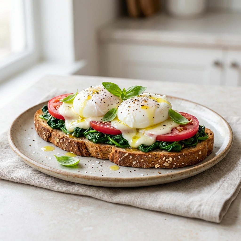 Tost z Jajkiem, Szpinakiem i Mozzarellą
