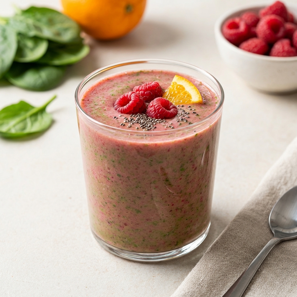 Malinowo-Szpinakowe Smoothie z Pomarańczą