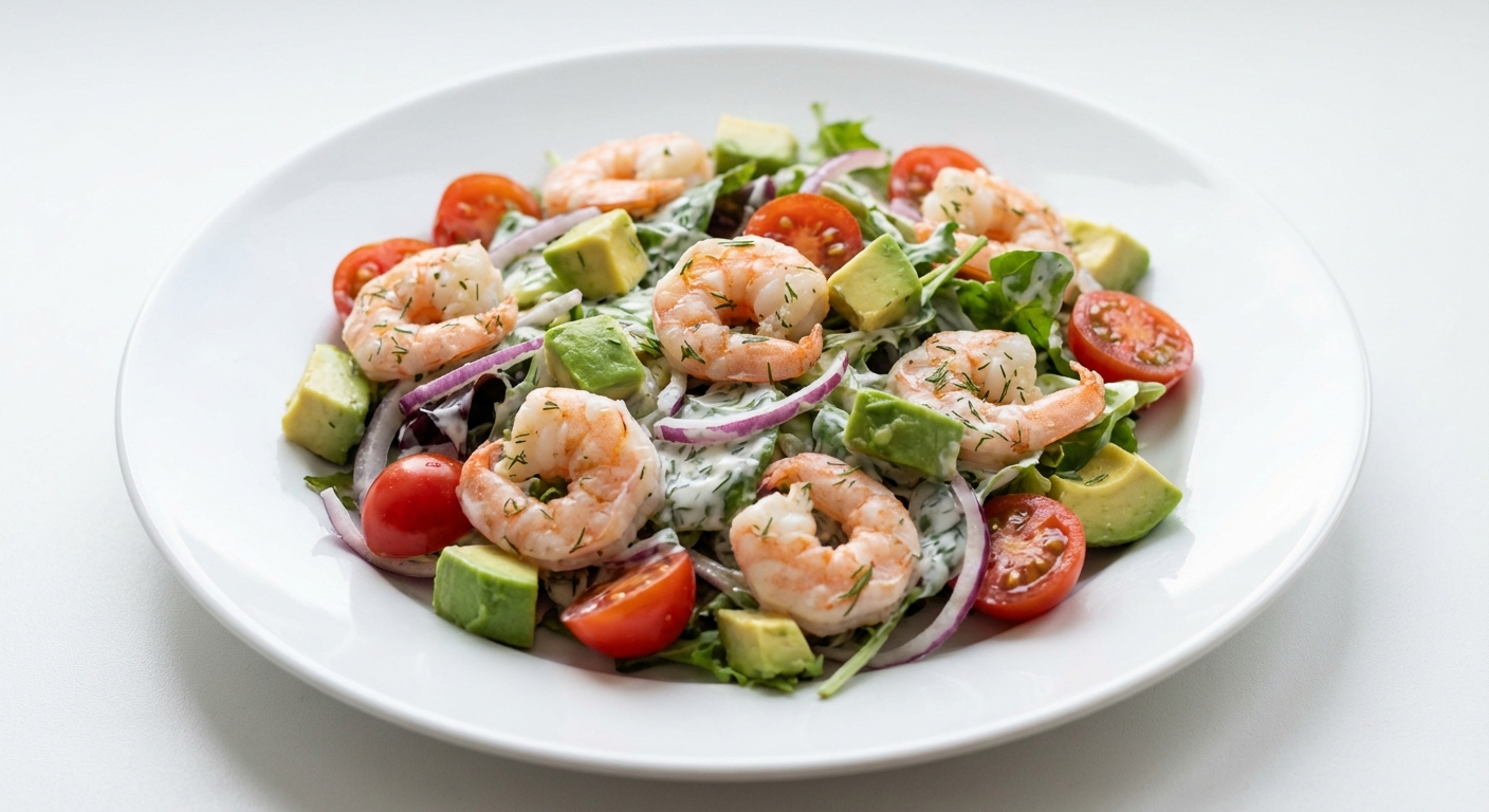 Sałatka z krewetkami, awokado i koperkiem