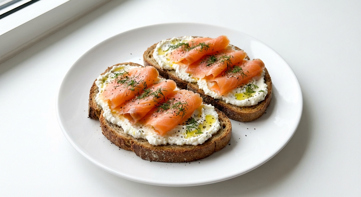 Tosty z Ricottą, Łososiem i Koperkiem