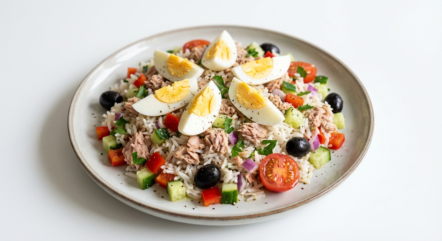 Sałatka z Ryżu, Tuńczyka i Jajka