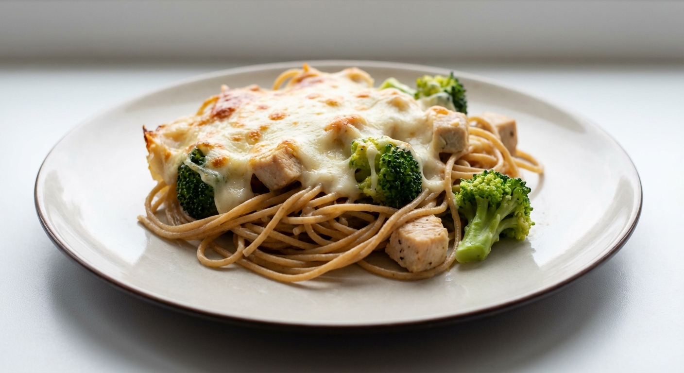 Zapiekanka: Spaghetti, Kurczak, Brokuły i Beszamel