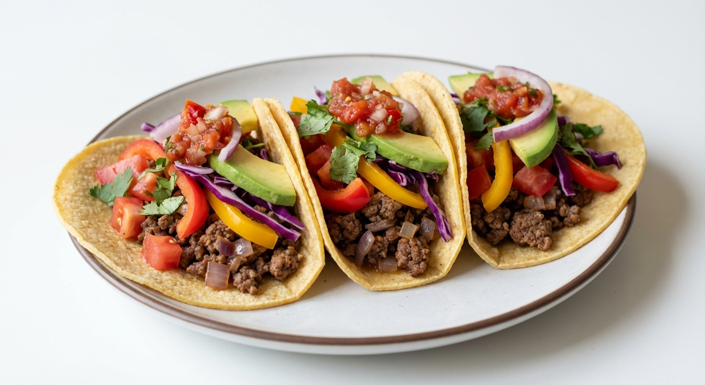 Tacos z Wołowiną, Warzywami i Salsą