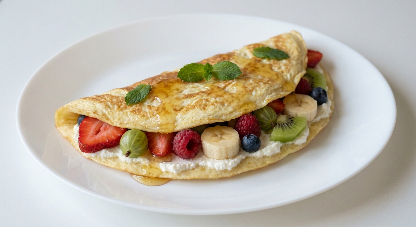 Omlet z Ricottą, Owocami i Miodem