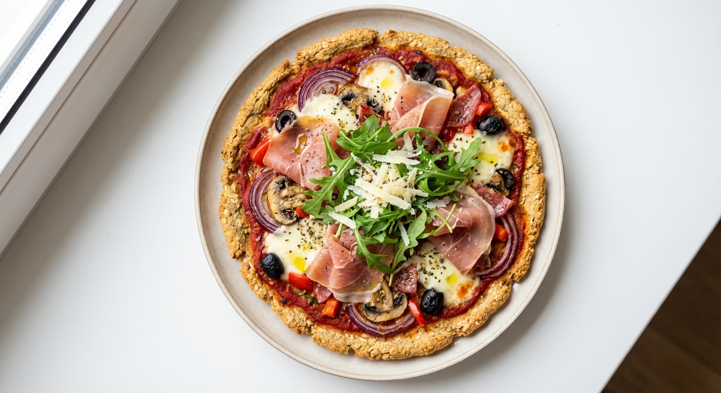 Owsiana Pizza z Szynką i Rukolą