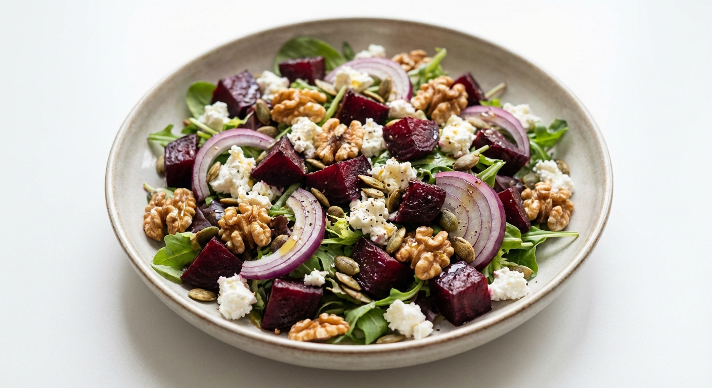 Sałatka z Buraków, Twarogu i Orzechów