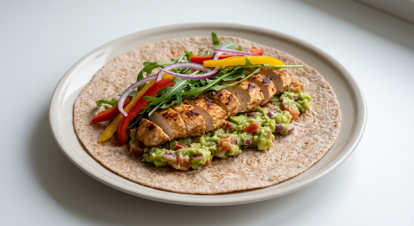 Tortilla z Kurczakiem, Guacamole i Warzywami