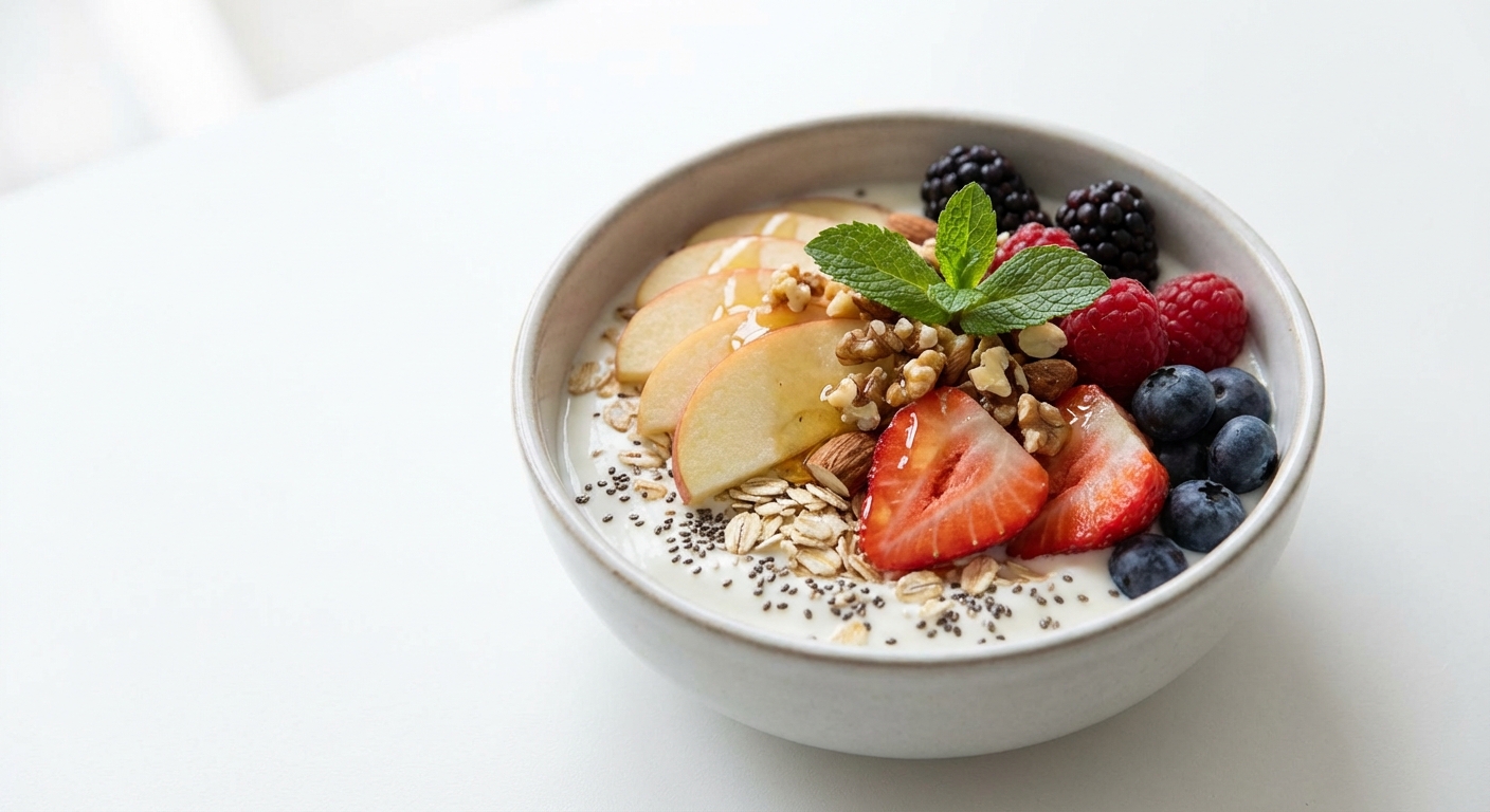 Jogurt z owocami, orzechami i miodem