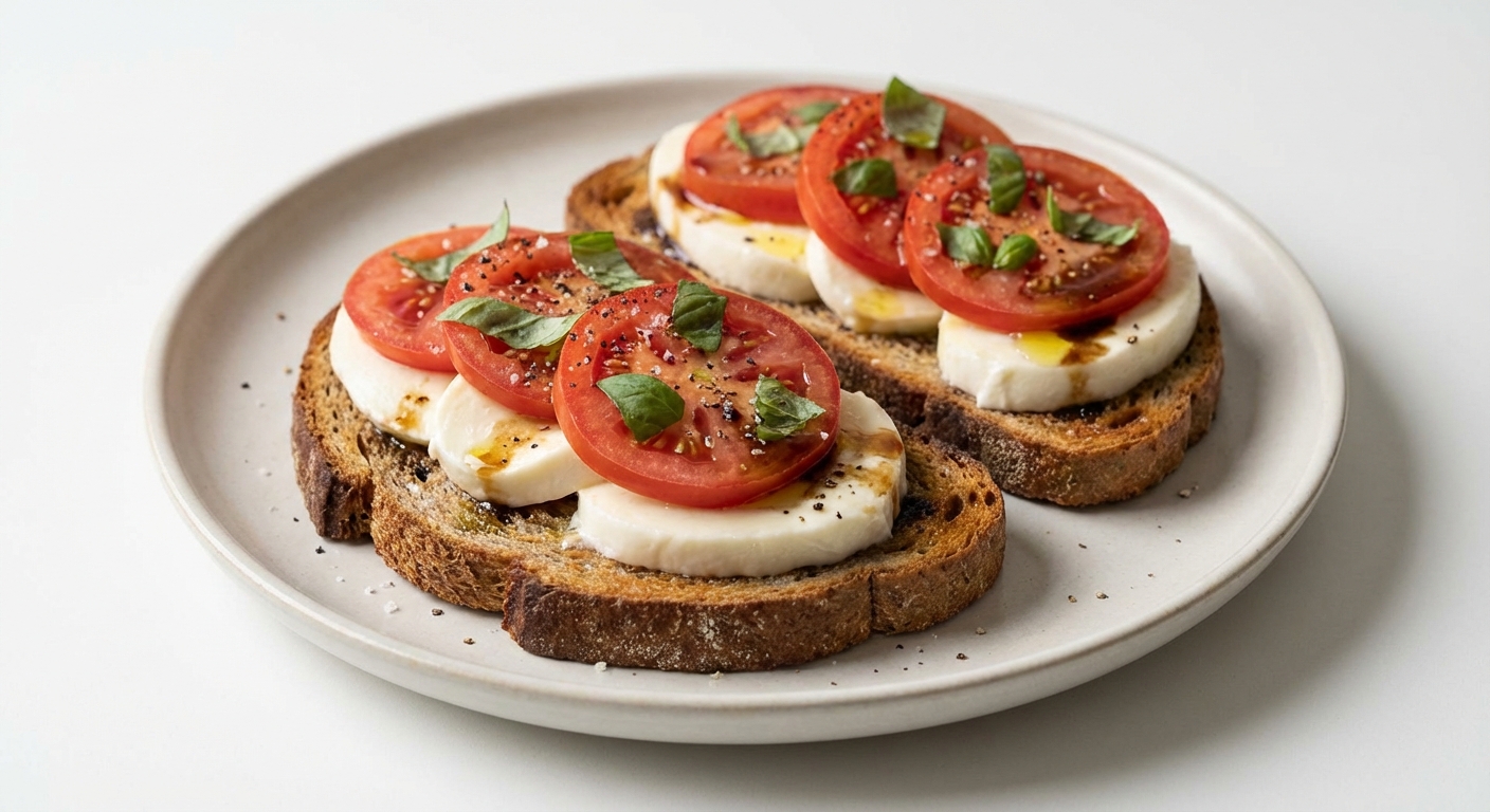 Żytni Tost z Pomidorem i Mozzarellą