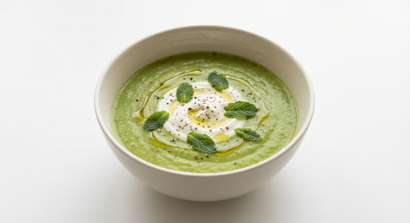 Krem z Groszku z Miętą i Jogurtem