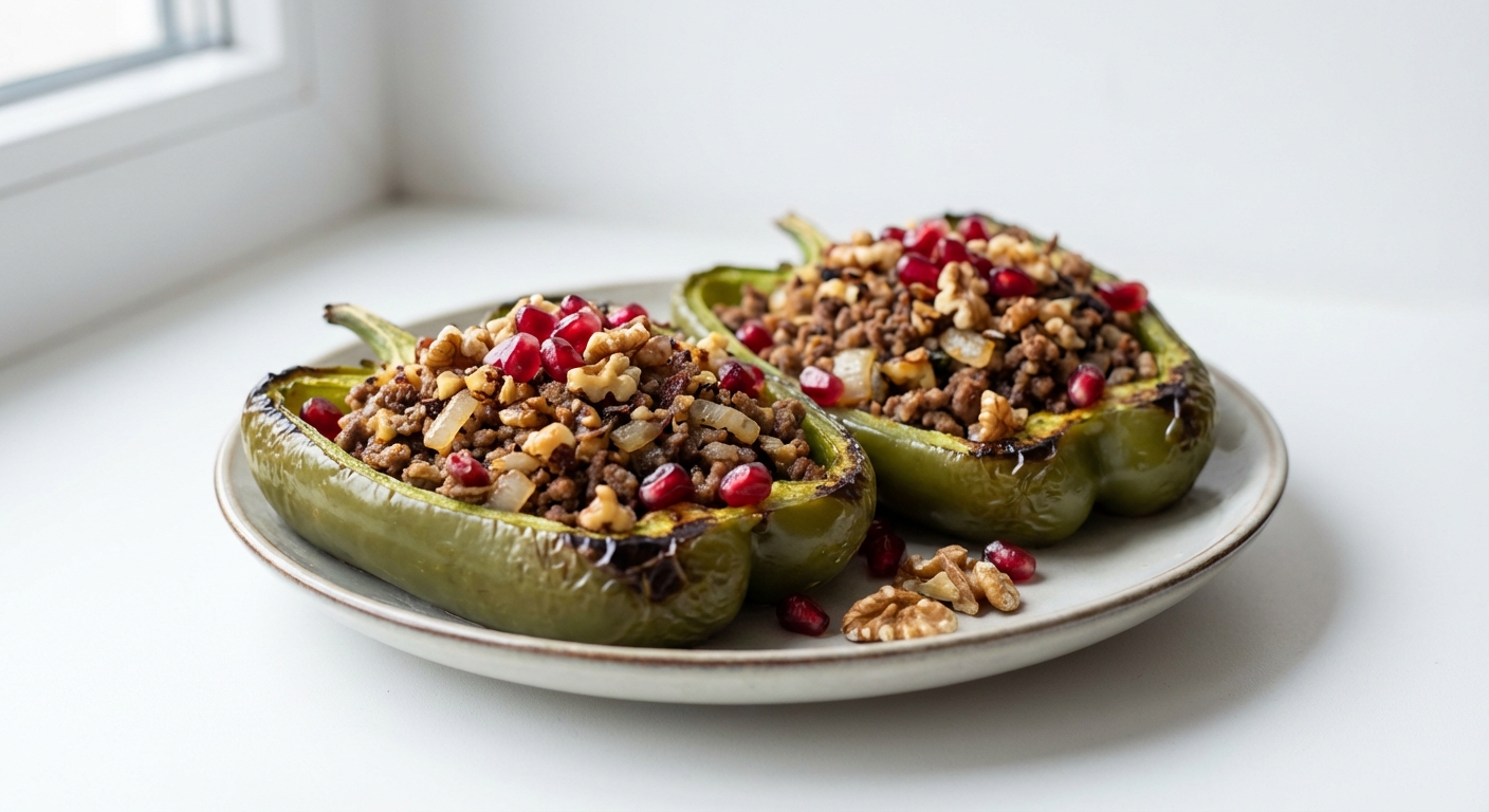 Papryki z Wołowiną, Orzechami i Granatem