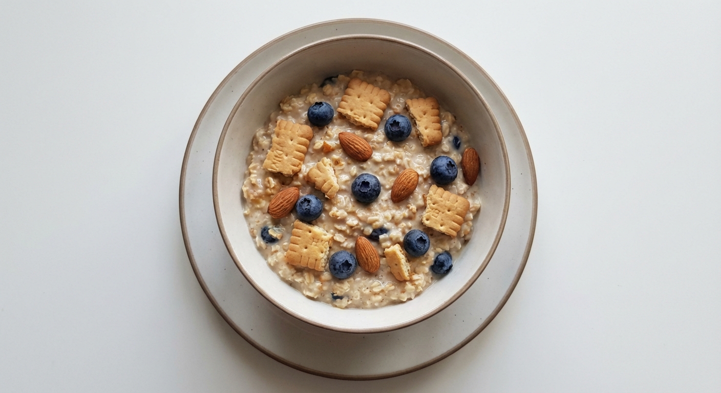 Nocna owsianka z herbatnikami i borówkami