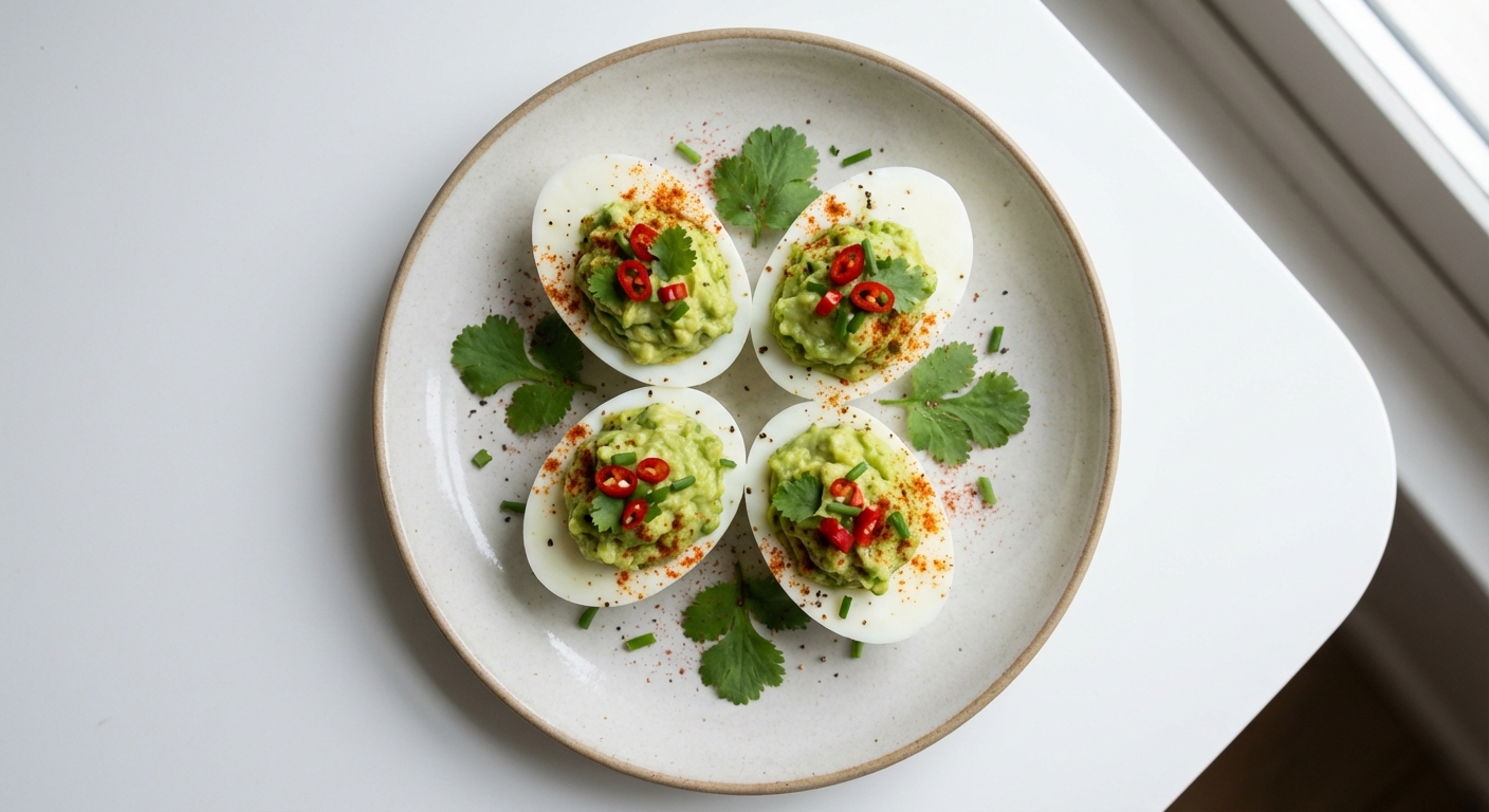 Jajka z Awokado, Chili i Kolendrą