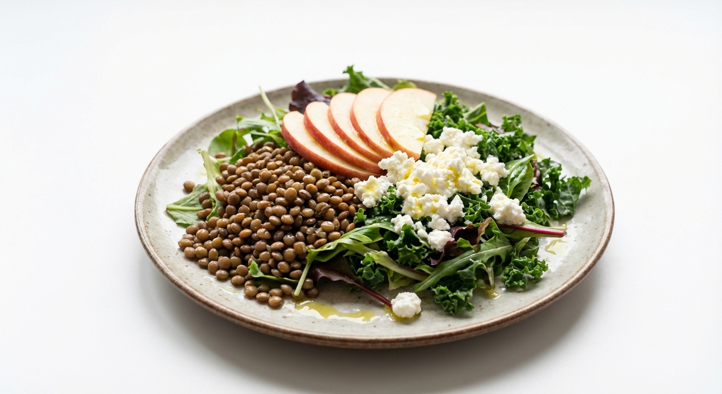 Sałatka z soczewicy, jabłka i twarogu