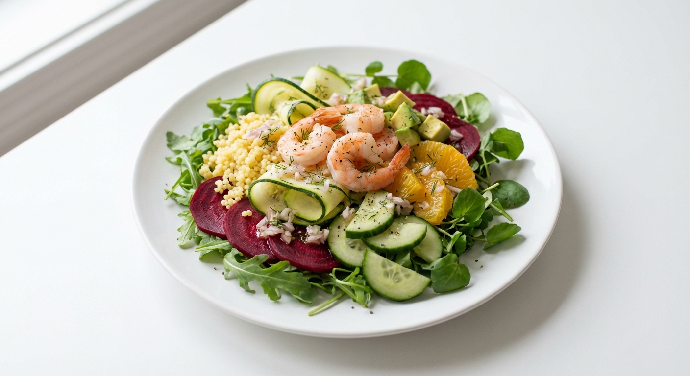 Sałatka z Buraków, Krewetek i Rukoli