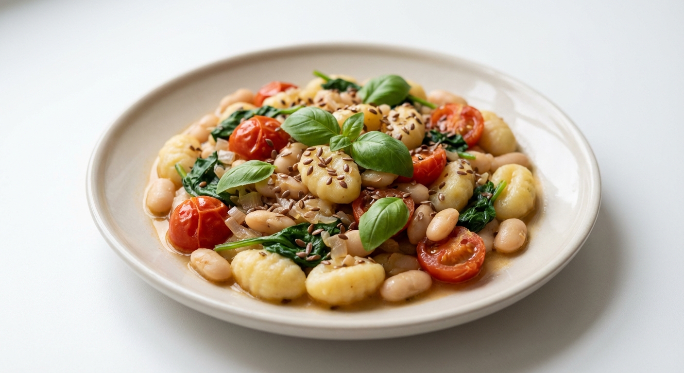 Gnocchi z Fasolą, Szpinakiem i Pomidorami