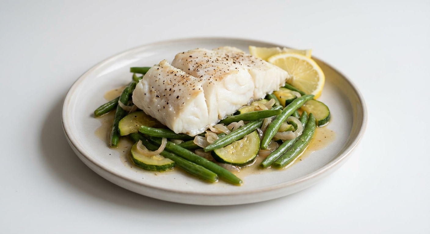 Dorsz z Fasolką i Cukinią