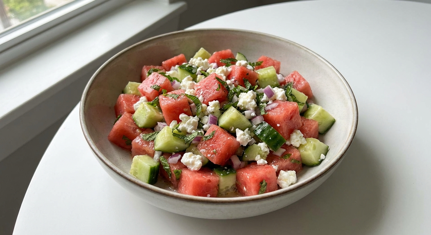 Orzeźwiająca Sałatka z Arbuza i Twarogu