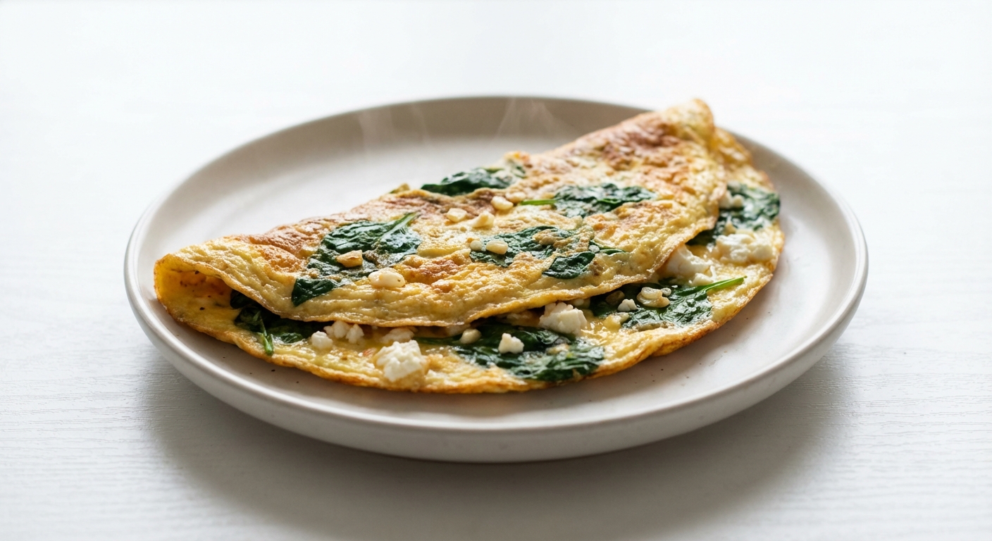 Omlet ze Szpinakiem, Fetą i Czosnkiem