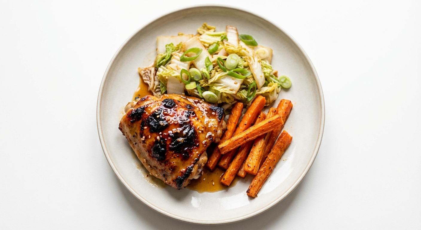 Kurczak z Marchewką i Kapustą Pekińską w Miodowo-Sezamowej Glazurze