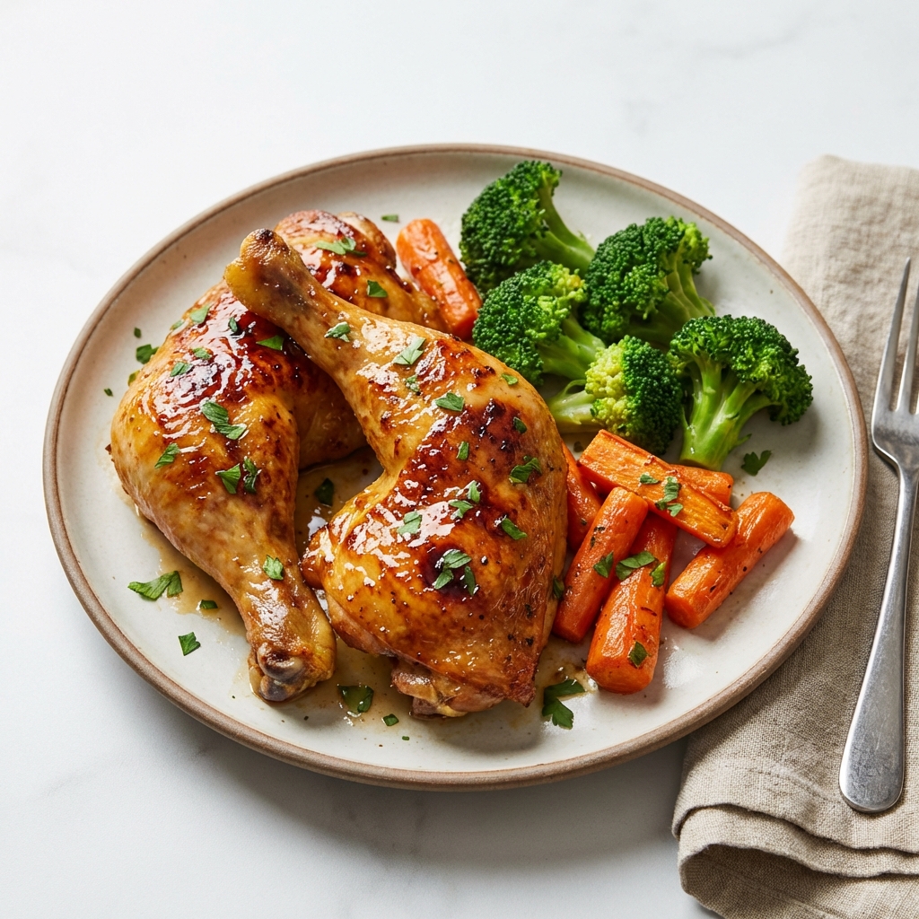 Miodowo-czosnkowe udka z warzywami