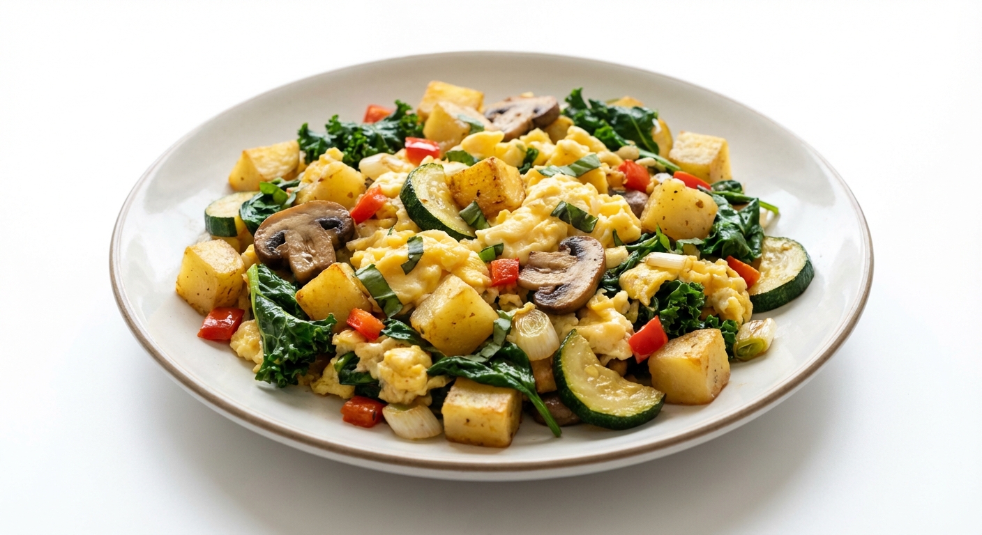 Jajecznica z Ziemniakami, Warzywami i Jarmużem