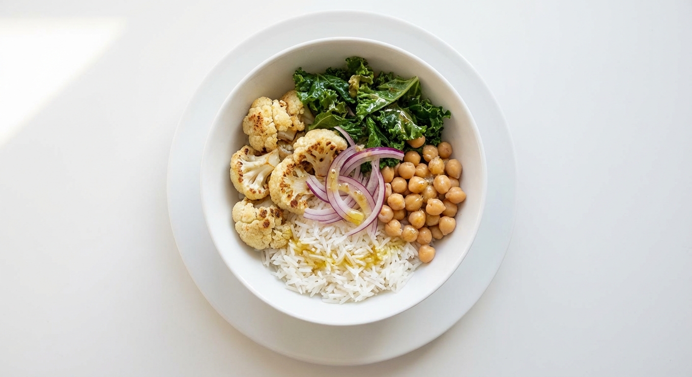 Miska z Ryżem, Kalafiorem i Ciecierzycą