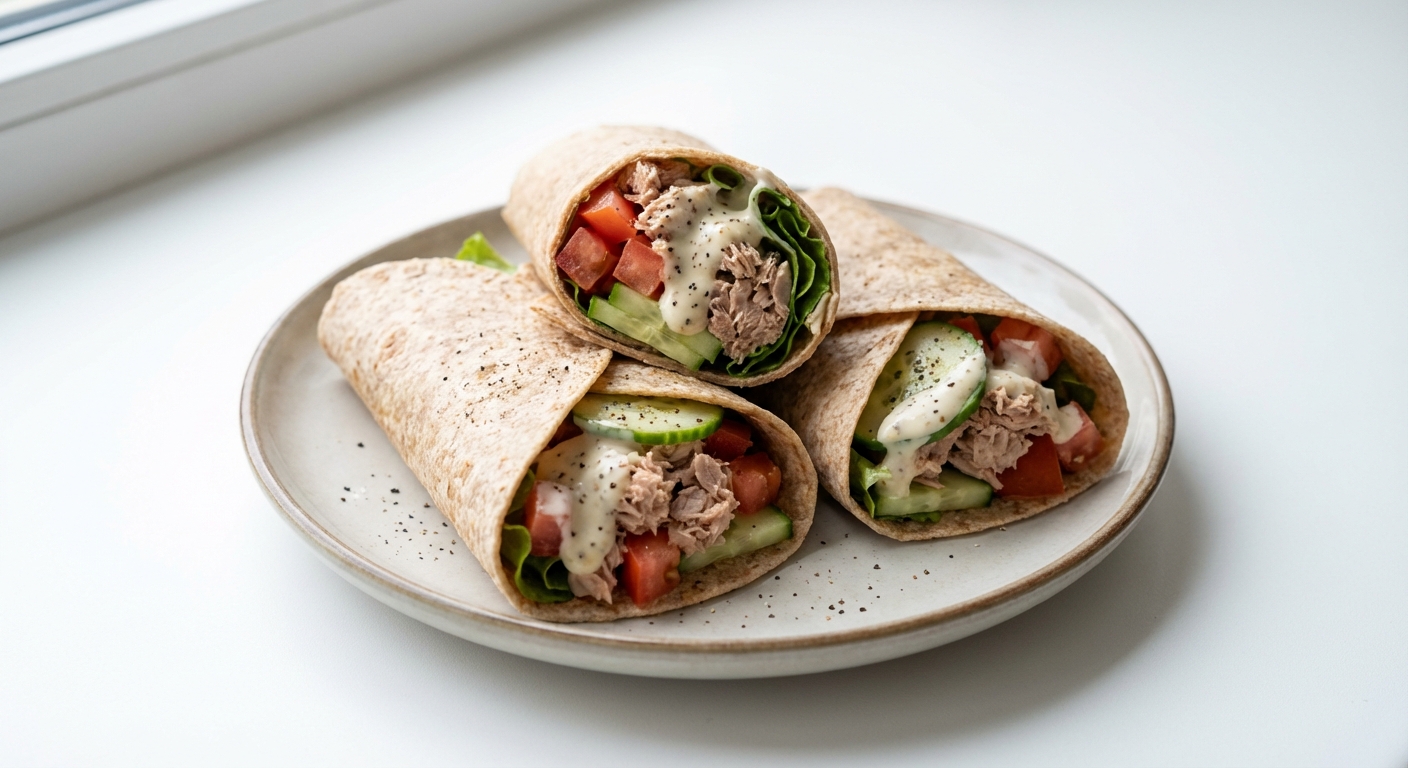 Pełnoziarniste Wrapy z Tuńczykiem i Warzywami
