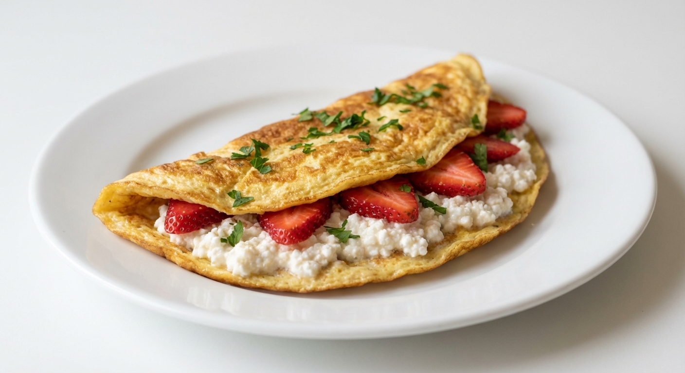 Omlet z Twarogiem i Truskawkami