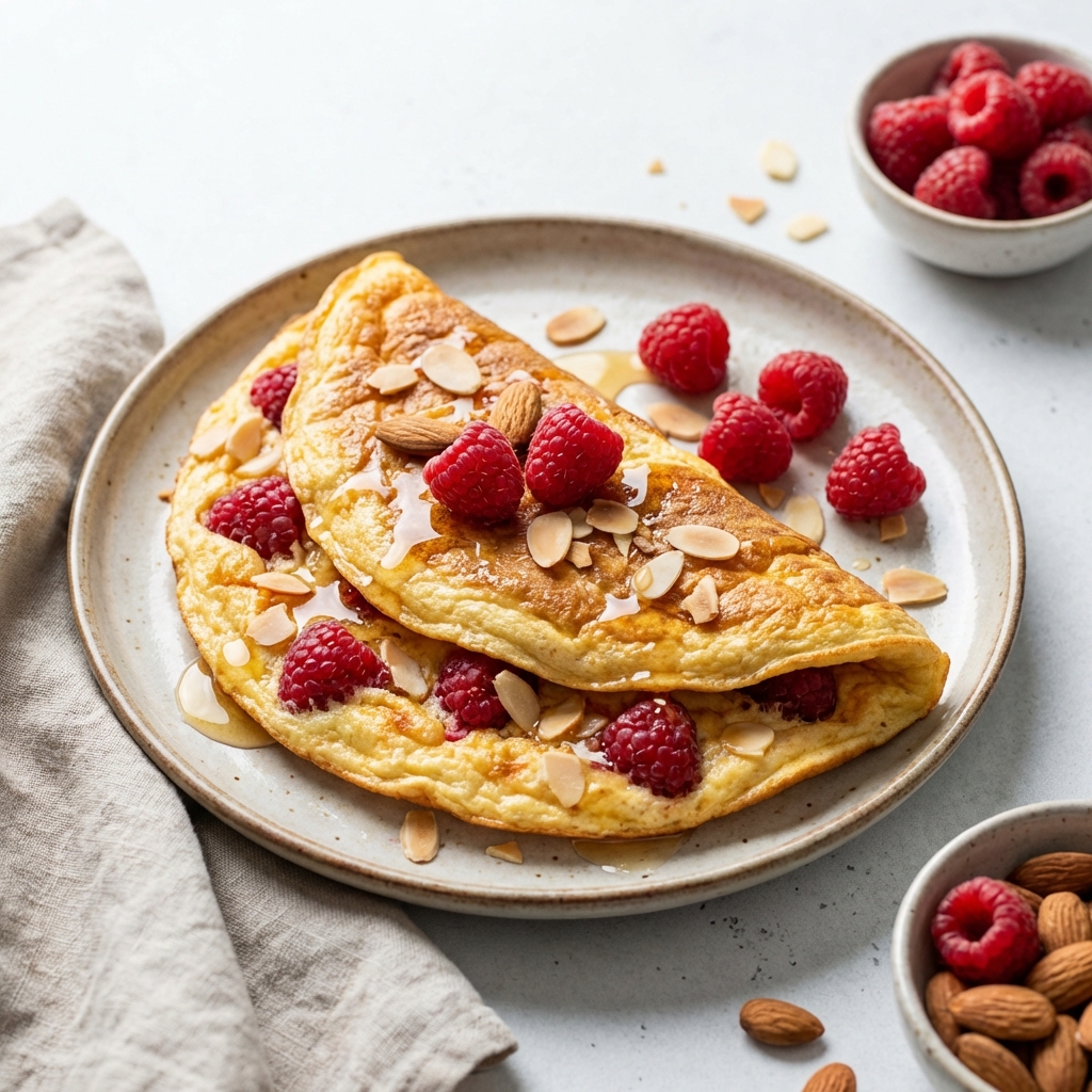 Omlet Białkowy z Malinami i Migdałami