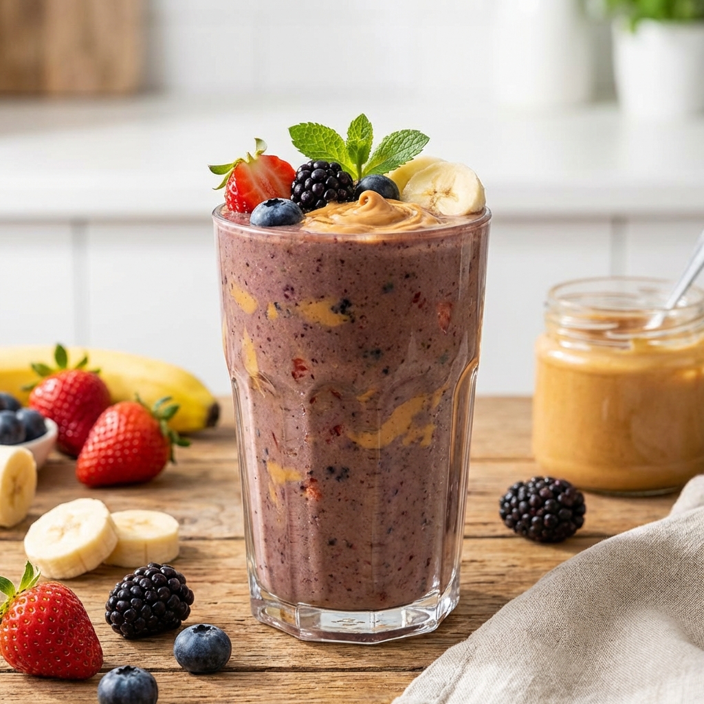 Leśny Smoothie z Masłem Orzechowym