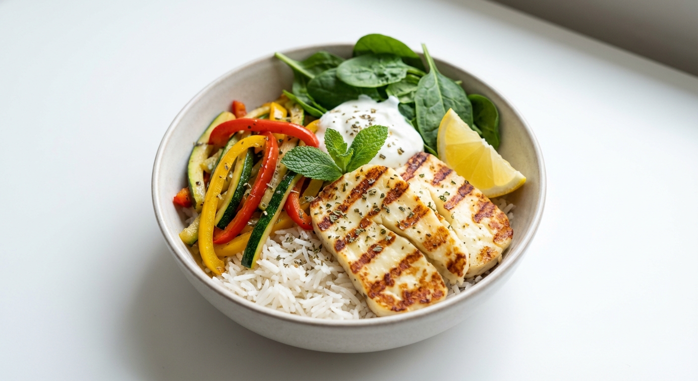 Halloumi Bowl z Ryżem i Warzywami