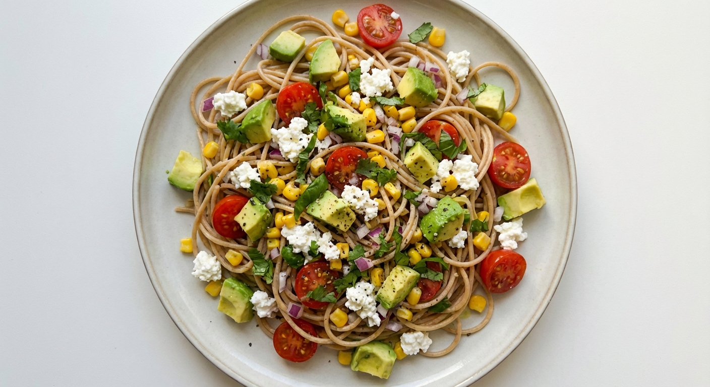 Makaronowa Sałatka z Awokado i Twarogiem