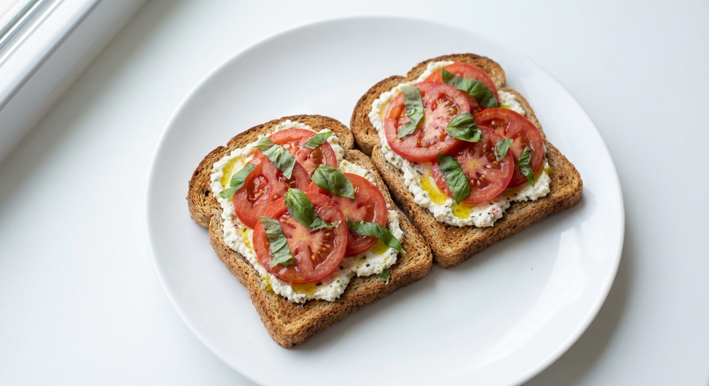 Tosty z Ricottą, Pomidorem i Bazylią