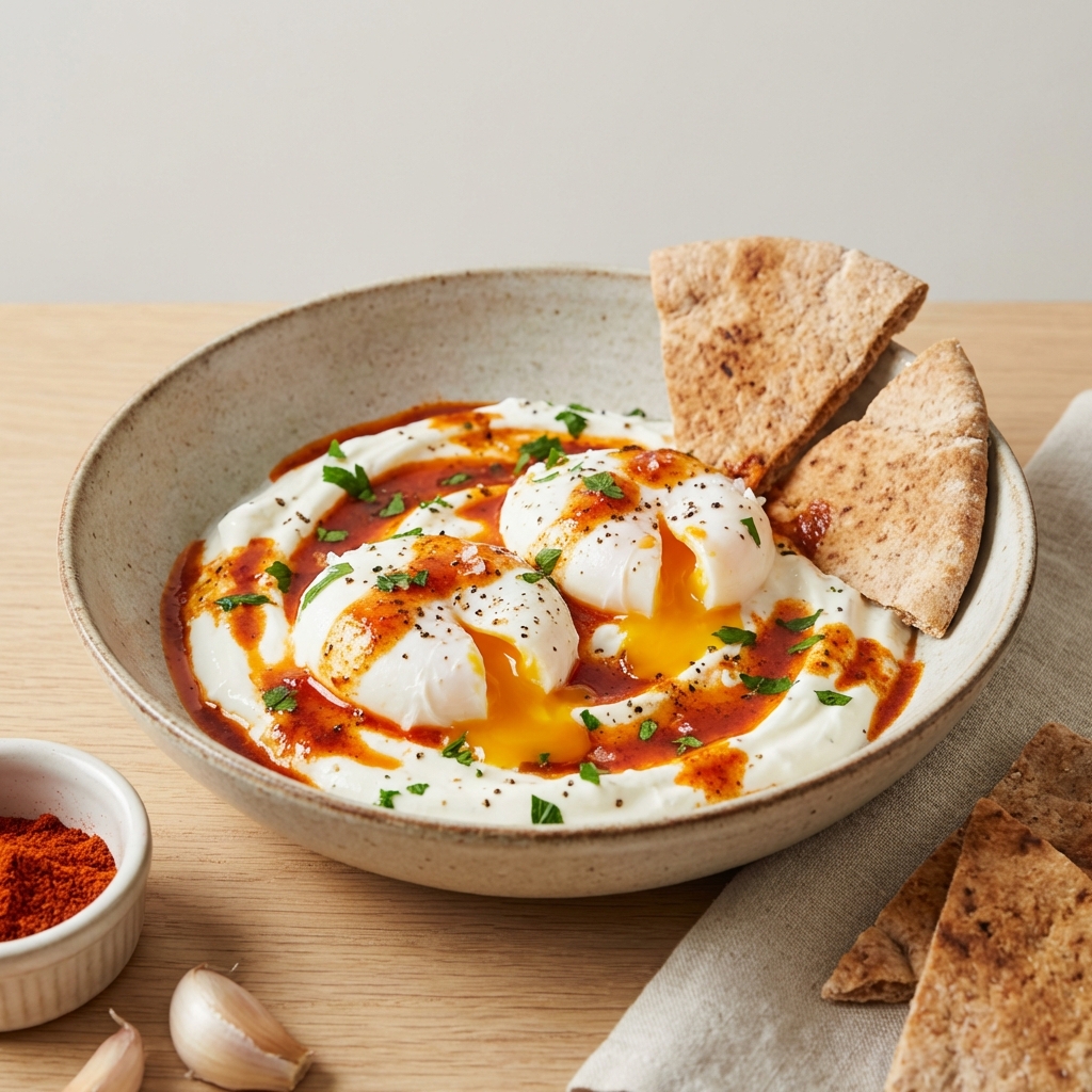 Jajka w Koszulce z Jogurtem i Papryką