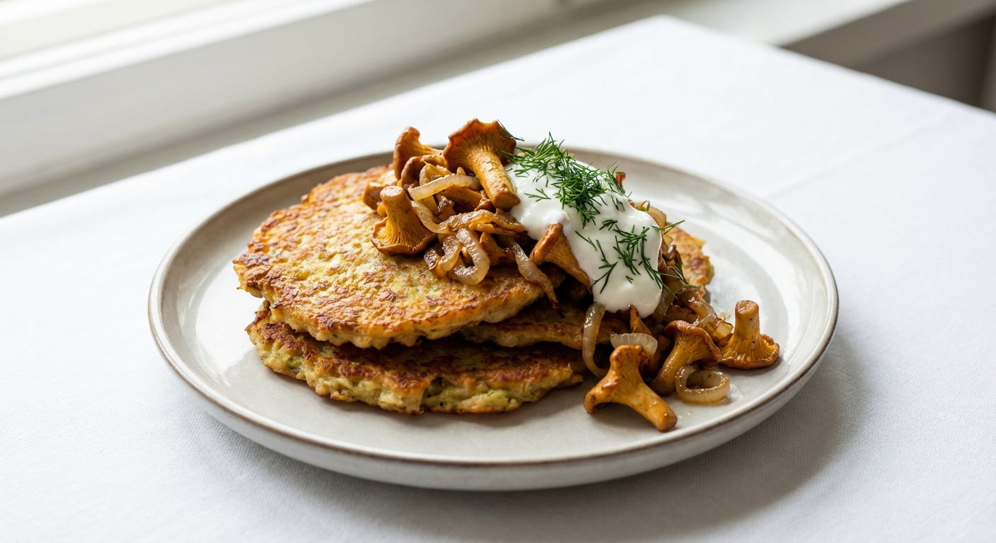 Placki Ziemniaczane z Kurkami i Koperkiem
