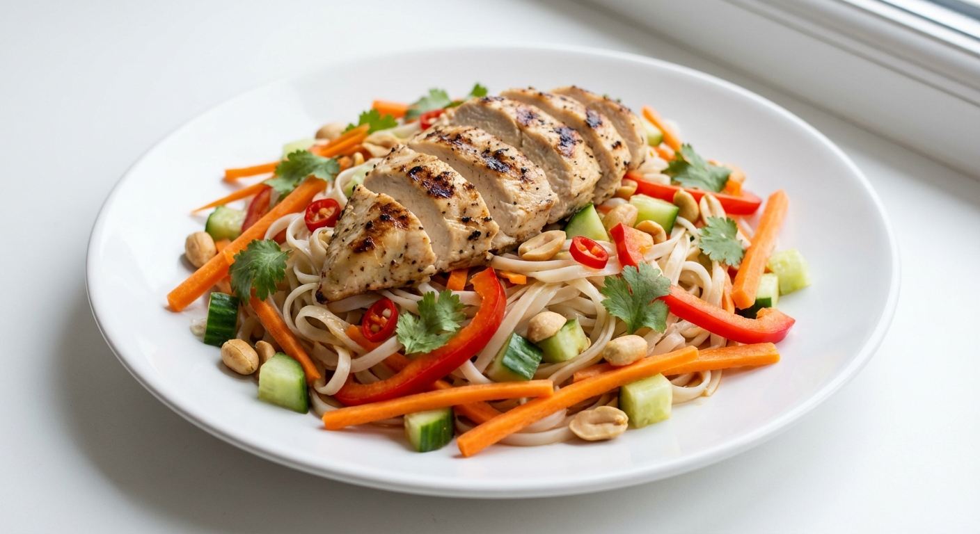 Sałatka Ryżowa z Kurczakiem, Warzywami i Orzechami