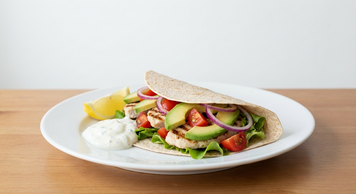 Tortilla z Kurczakiem, Awokado i Warzywami