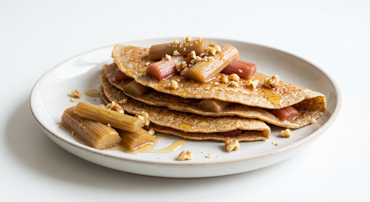 Naleśniki z Rabarbarem, Miodem i Orzechami