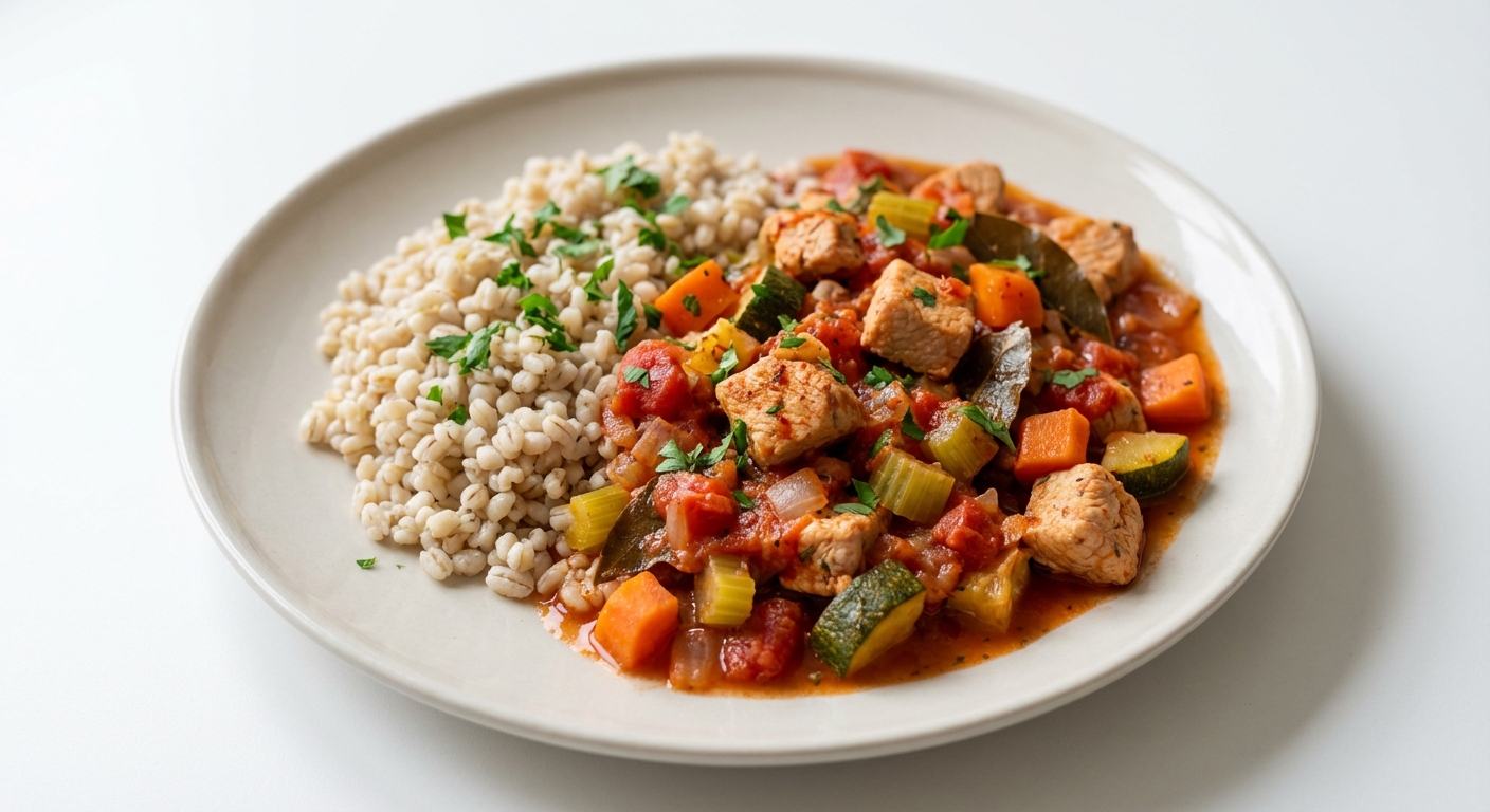 Gulasz z Indyka z Kaszą Jęczmienną