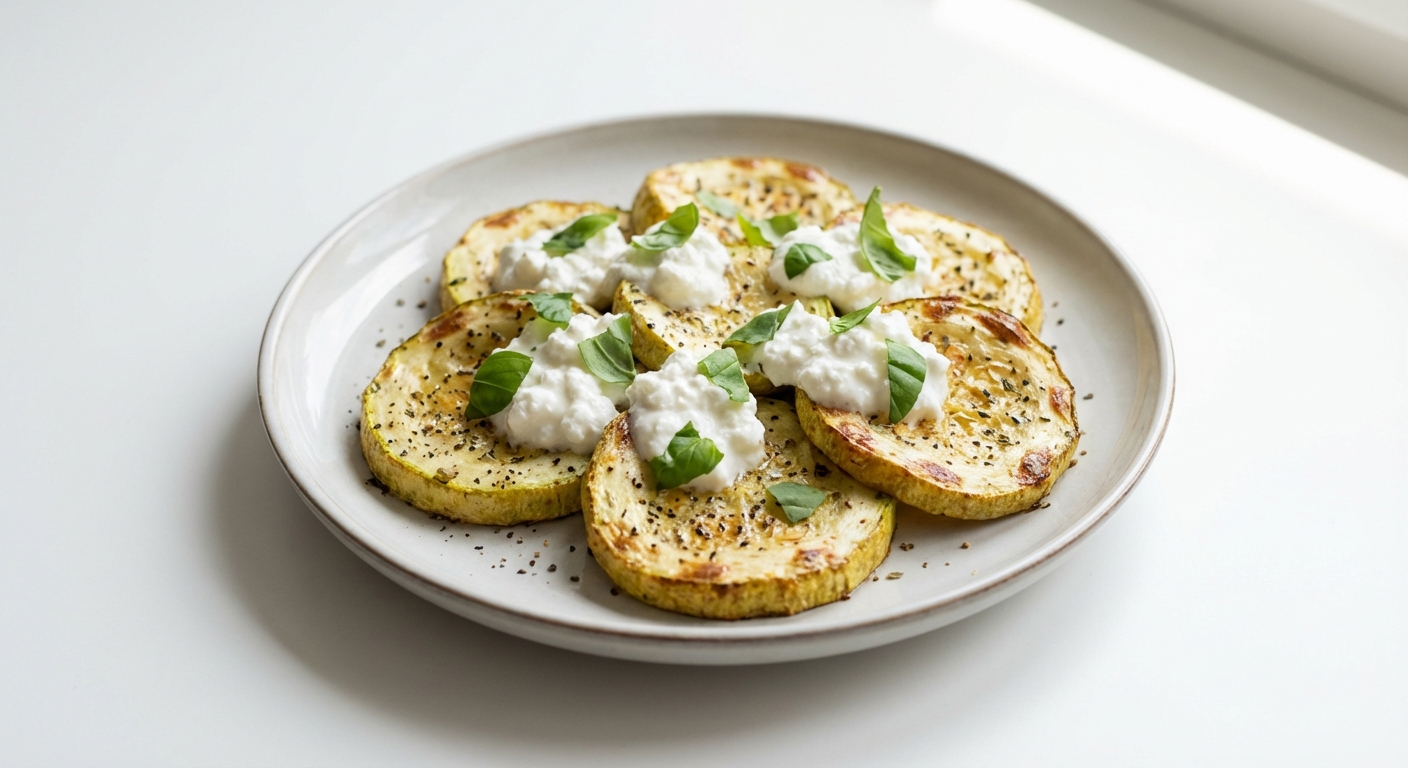 Pieczona cukinia z twarogiem i bazylią