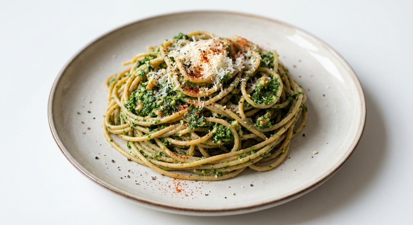 Spaghetti z Pesto z Jarmużu i Orzechów