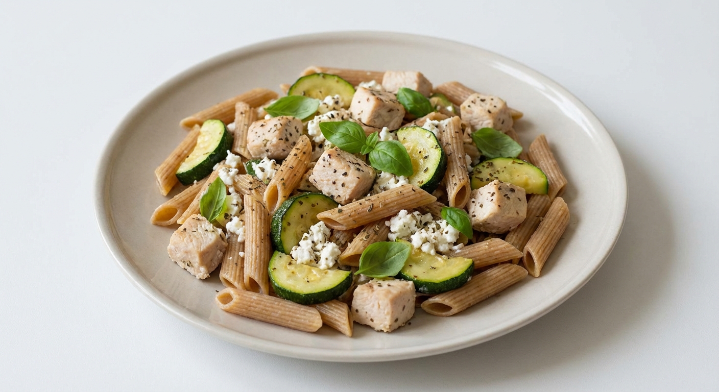 Penne z Kurczakiem, Cukinią i Twarogiem